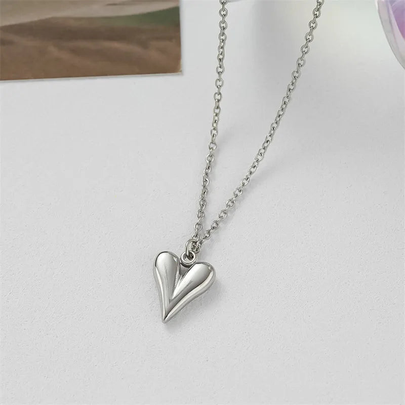 Collar Corazón Plateado Acero Inoxidable 3H1