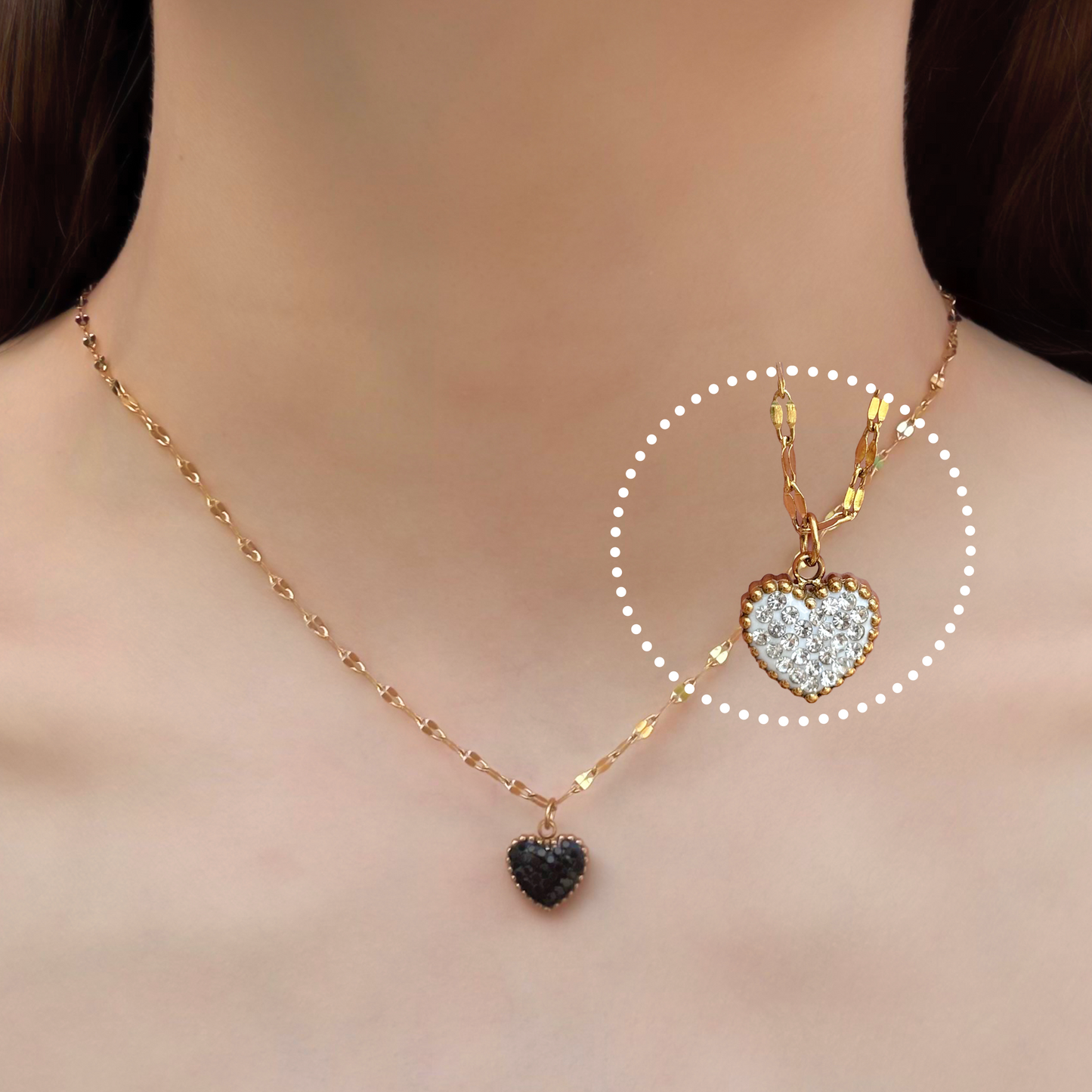 Collar Corazón Doble Vista Acero Inoxidable  2i8