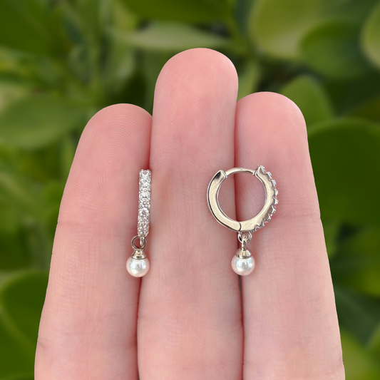 Aretes Arracada Perla Chapa de Oro Az105