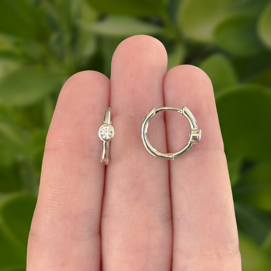 Aretes Zirconia Chapa de Oro Plateada C668