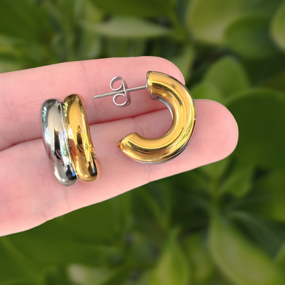 Aretes Oro-Plata Acero Inox 4E10