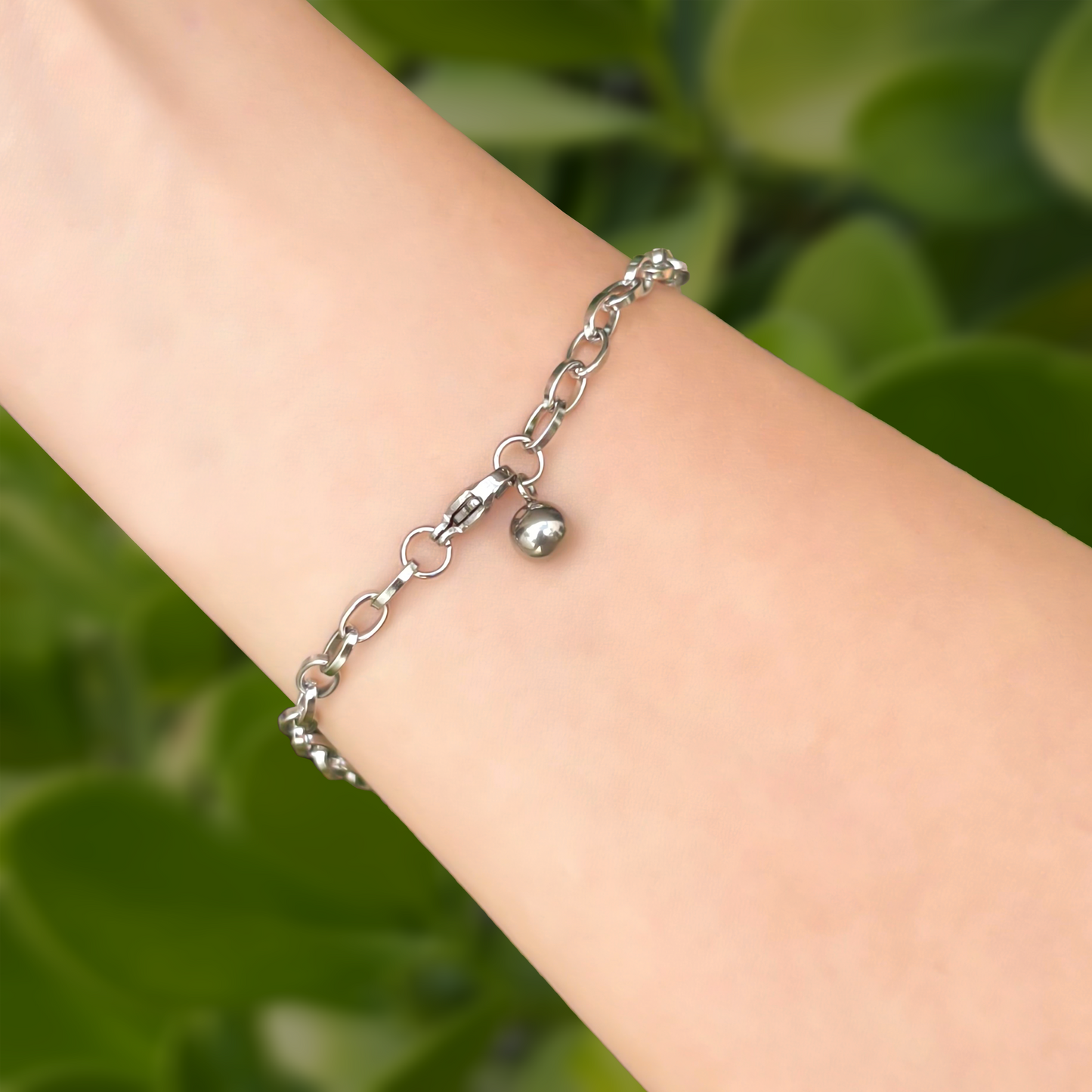 Pulsera Cadena Plateada Acero Inoxidable 1E3