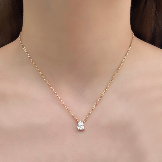 Collar Dorado Zirconia en Gota  Chapa de Oro 1Z6