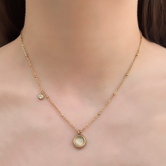 Collar Dorado Cristal y Zirconia Acero Inoxidable 1U4