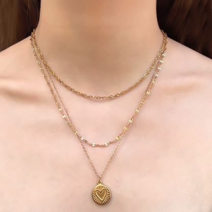 Collar Layer Dorado Corazon Acero Inoxidable 2Q5