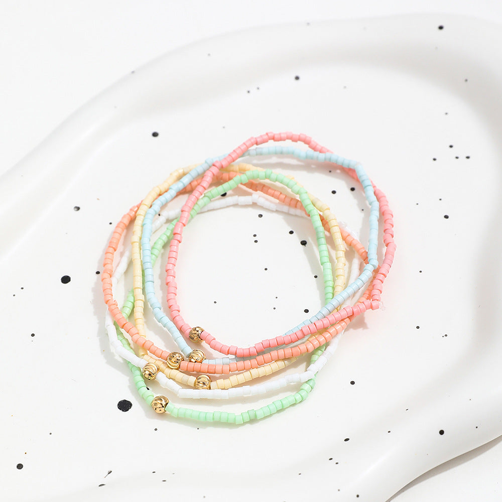 Set de 6 Pulseras de Cuentas de Colores Pastel 1L3