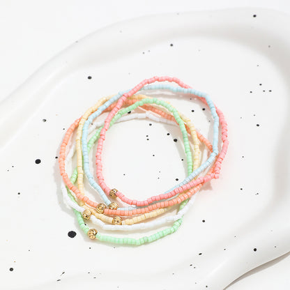 Set de 6 Pulseras de Cuentas de Colores Pastel 1L3