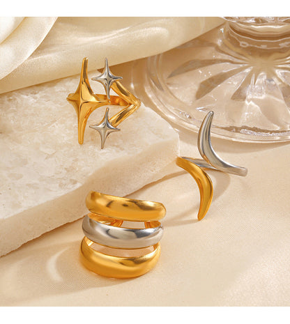 Anillo Oro-Plata Tres Aros Acero Inoxidable 1N1