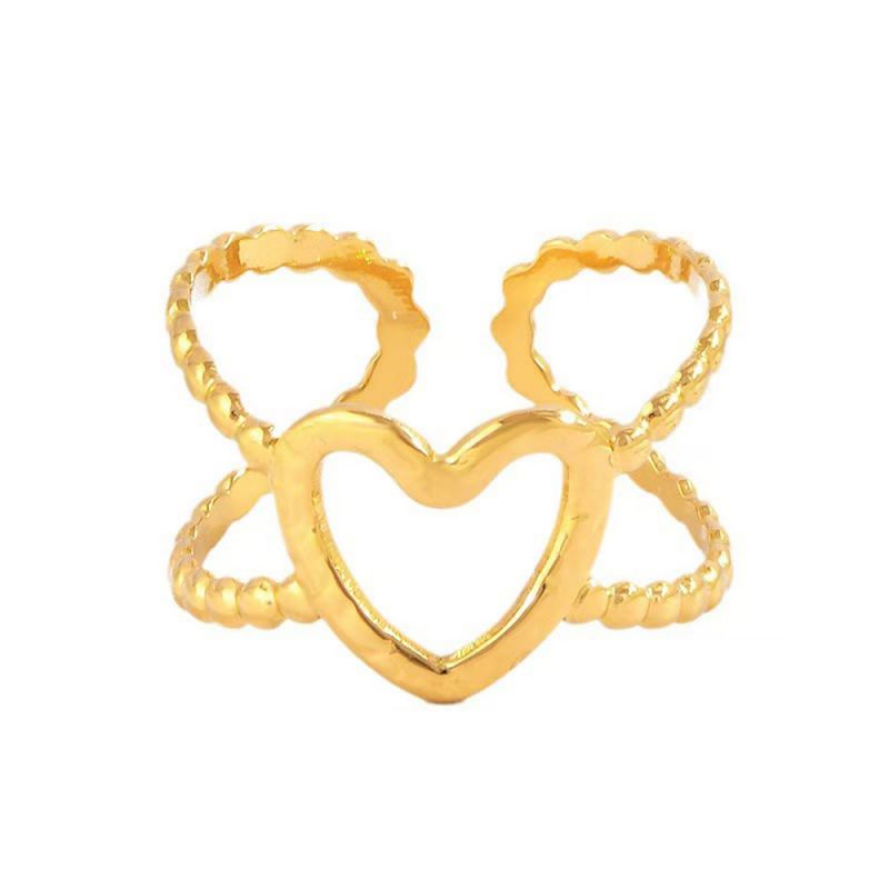 Anillo Corazón Dorado Ajustable Acero Inoxidable 1o2