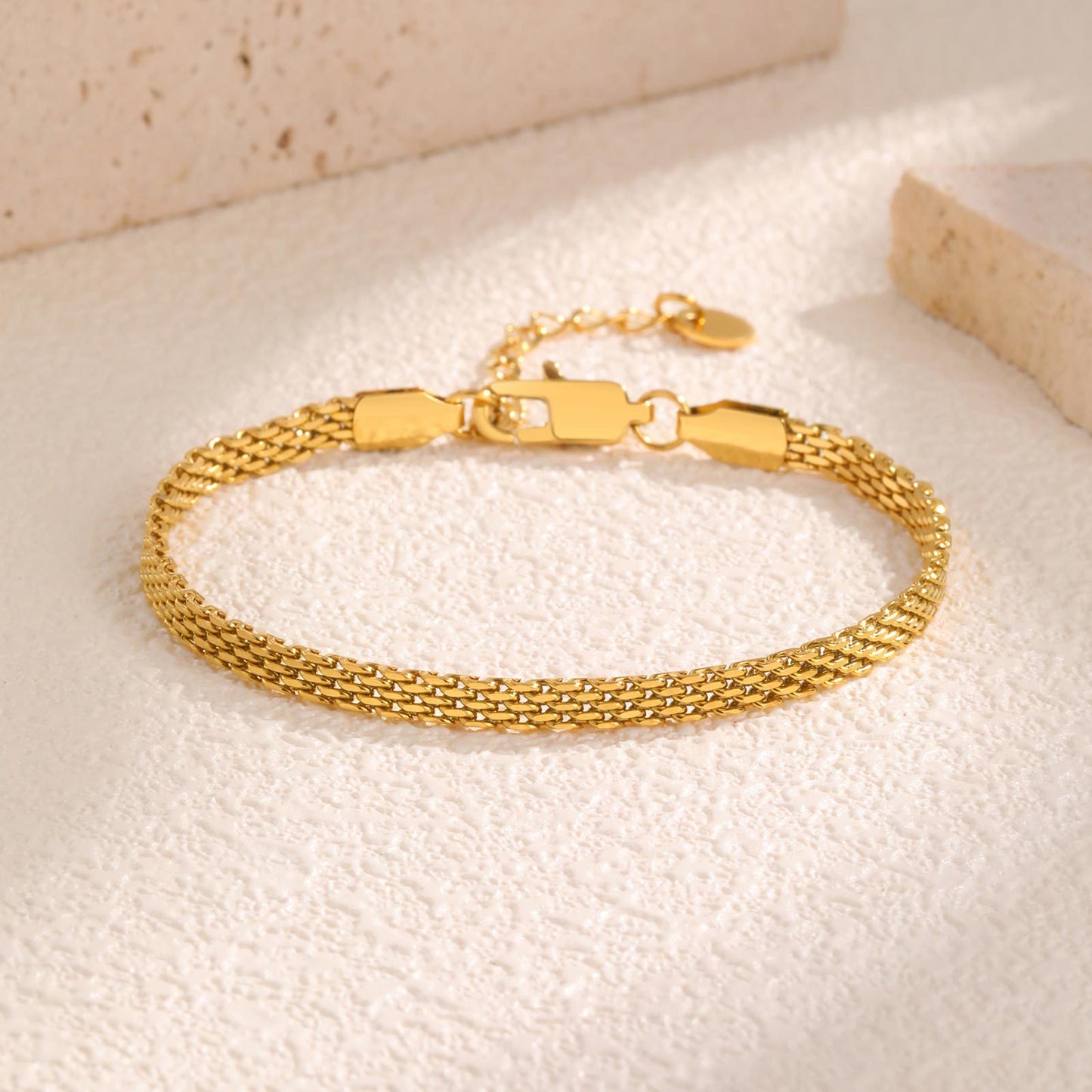Pulsera Dorada Tejida Acero Inoxidable 1L6