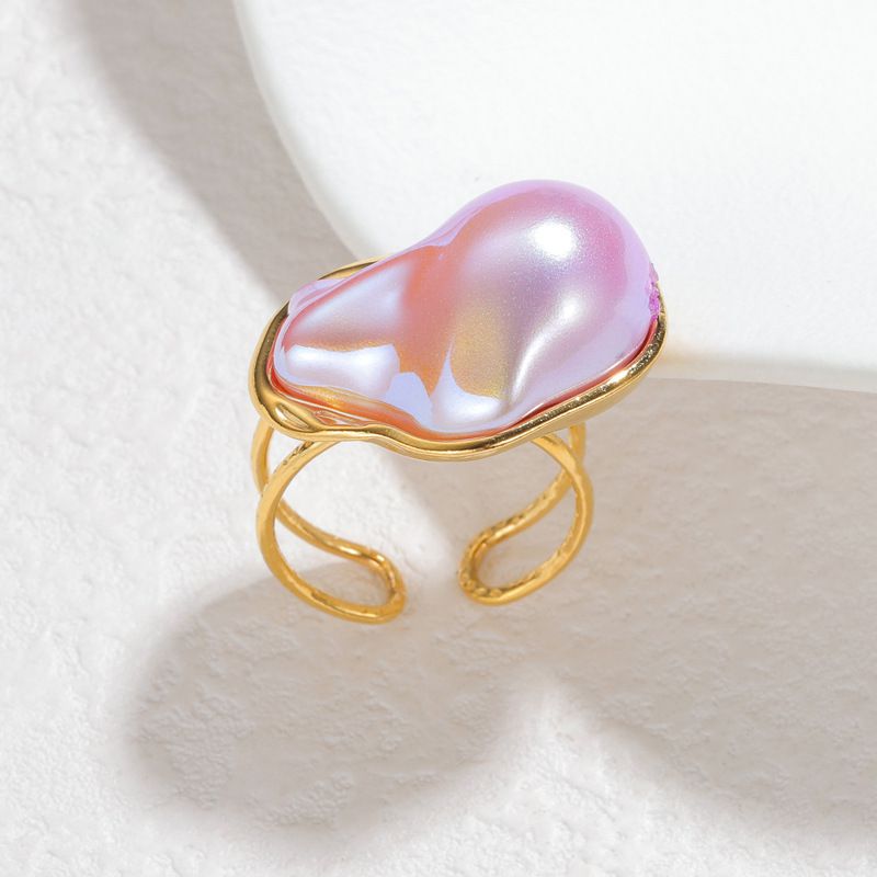 Anillo Perla Nacarada Irregular Acero Inoxidable 1G5
