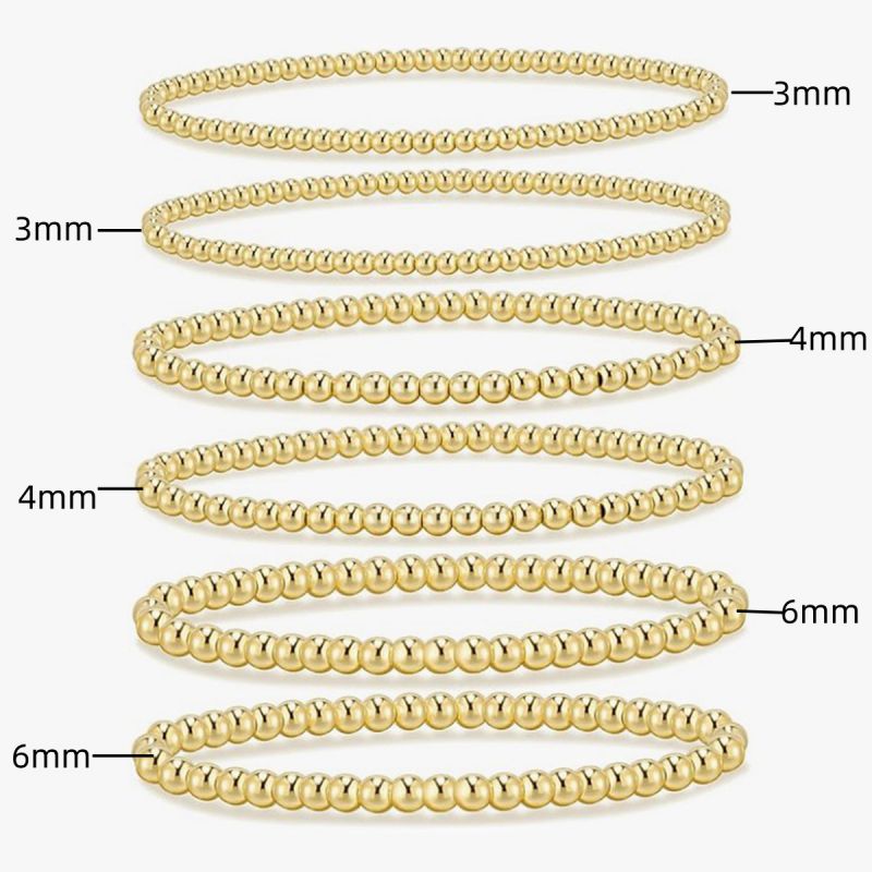 Set Pulseras Bolitas Doradas Chapa de Oro  4E40