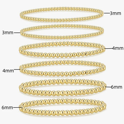 Set Pulseras Bolitas Doradas Chapa de Oro  4E40