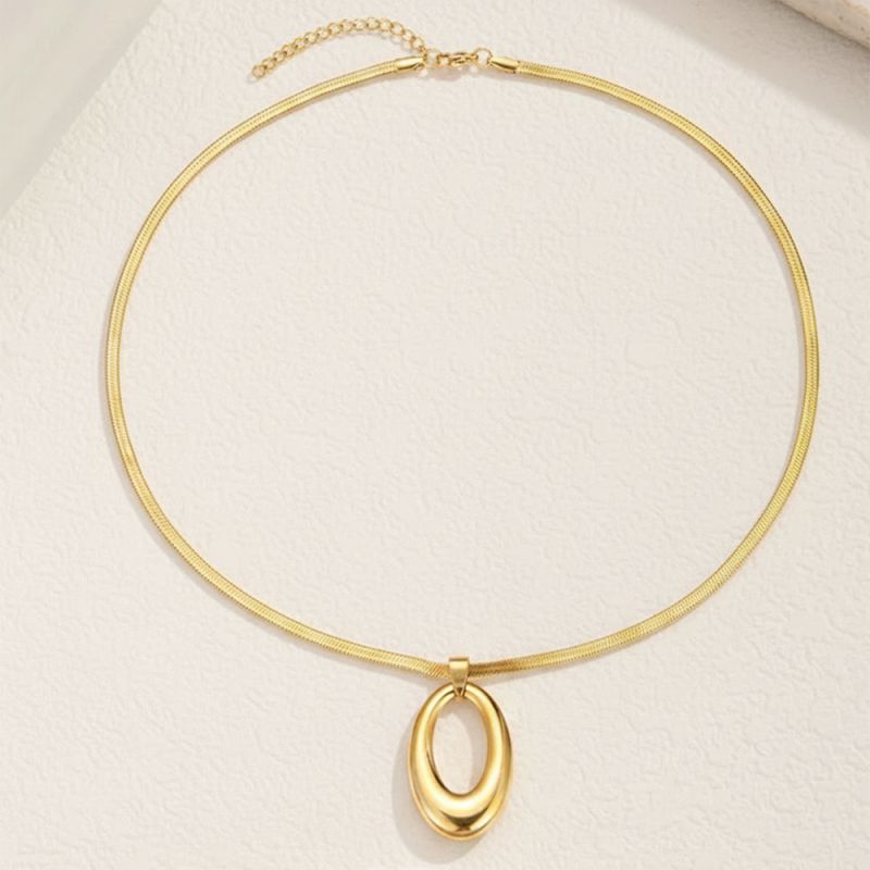 Collar Dorado Ovalo Vintage Acero Inoxidable 2W7