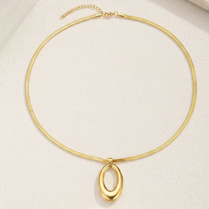 Collar Dorado Ovalo Vintage Acero Inoxidable 2W7