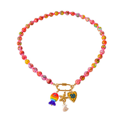 Collar de Colores Clip Pez Estrella Corazón Acero de Titanio 1AA7