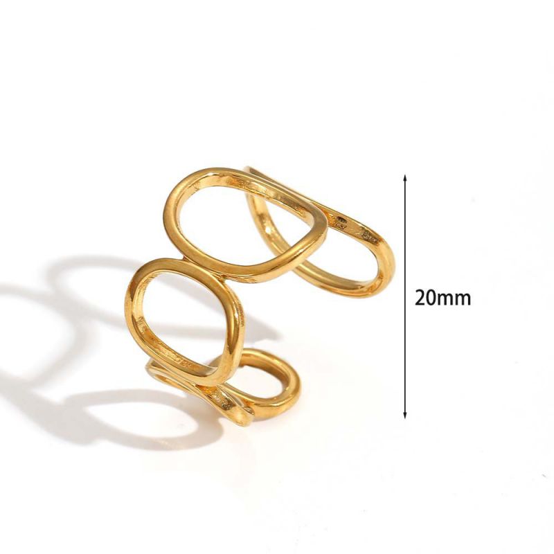 Anillo  Dorado Óvalos Ajustable Acero Inoxidable 3M6