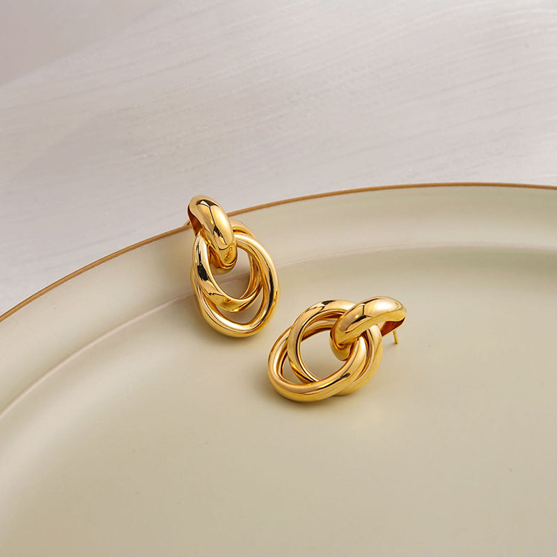 Aretes Aros Dorados Nudo 2S7