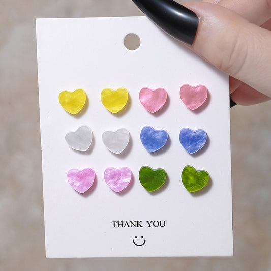 Set Aretes Corazones 6 pares 2F8