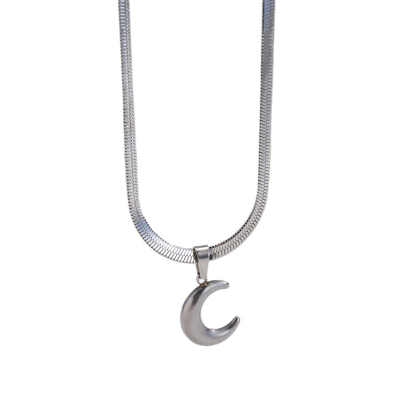 Collar Plateado Luna Acero de Titanio