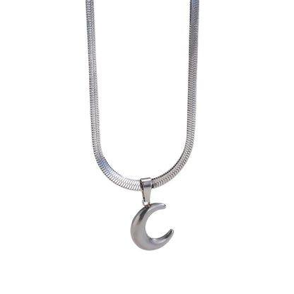 Collar Plateado Luna Acero de Titanio