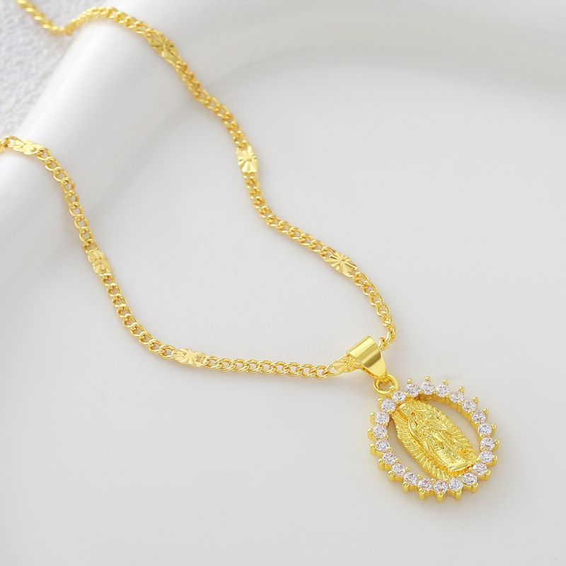 Collar Dorado Medalla Zirconias Chapa de Oro