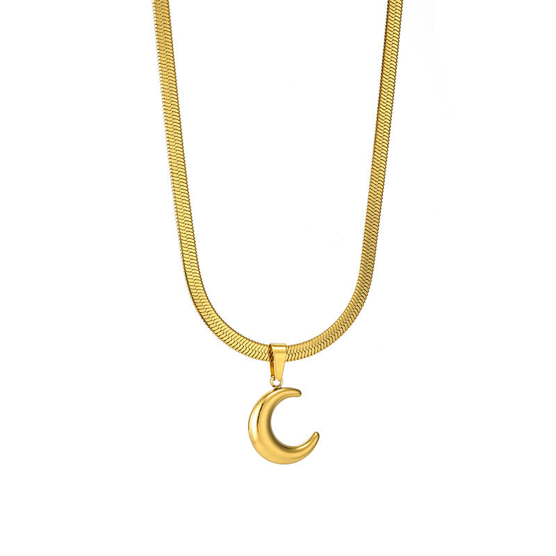 Collar Dorado Luna Acero de Titanio