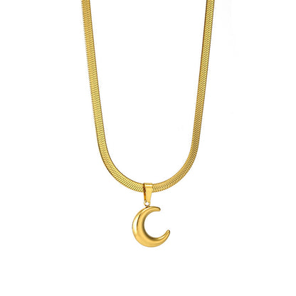 Collar Dorado Luna Acero de Titanio