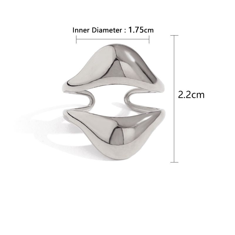 Anillo Plateado Gotas Encontradas Acero de Titanio