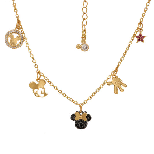 Collar Dorado Minnie Zirconia y Chapa de Oro