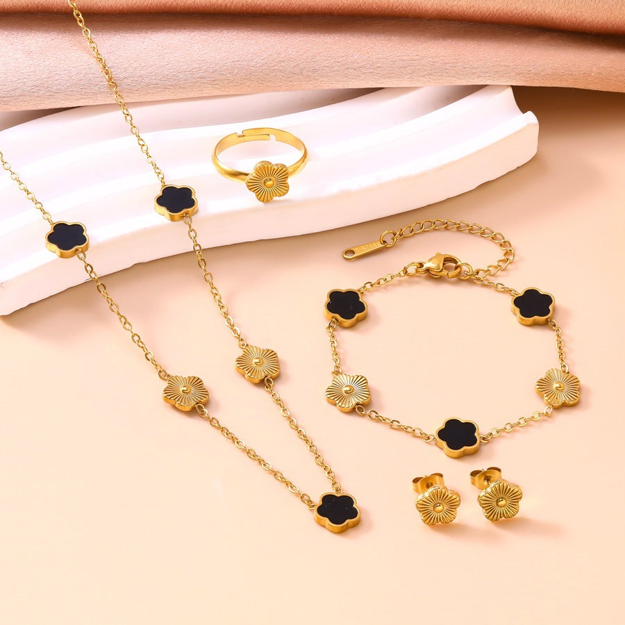 Aretes Dorados Trebol Acero Inoxidable