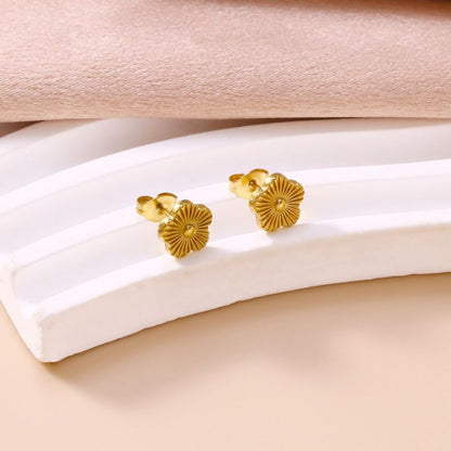 Aretes Dorados Trebol Acero Inoxidable