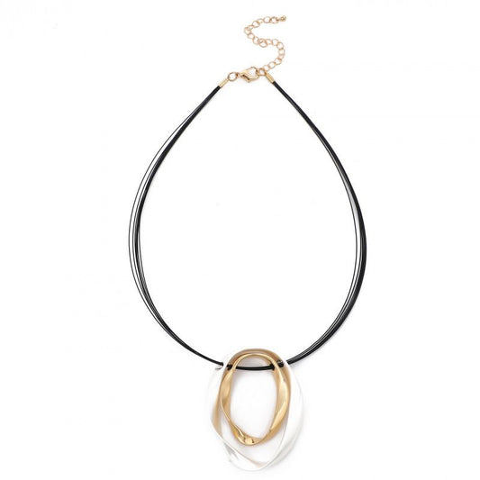 Collar Aros Oro Rosa y Plata Irregular