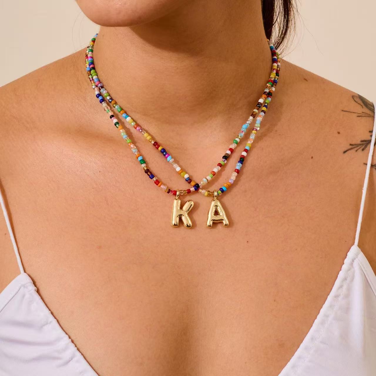 Collar Inicial Colores Acero Inoxidable