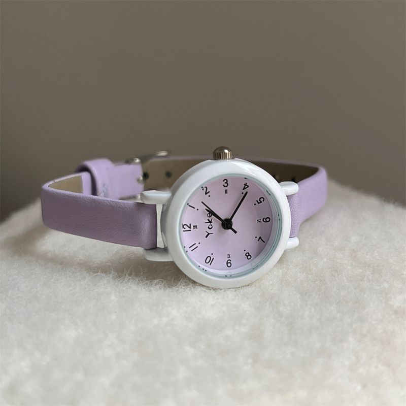 Reloj Lila Redondo de Cuero  1B8