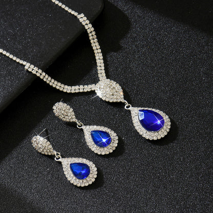 Collar y Aretes Pedrería Azul 1P1