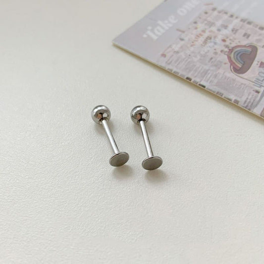 Piercing Bolita y Flat Plateada Acero Inoxidable C701