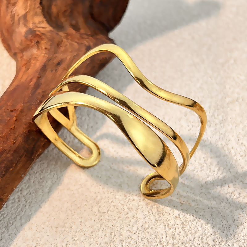 Pulsera Dorada Triple Acero Inoxidable  4E4