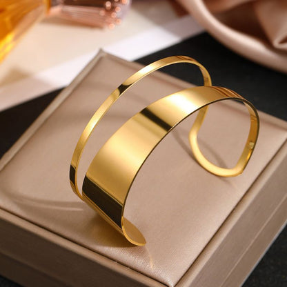 Pulsera Dorada Doble Acero Inoxidable  4E25