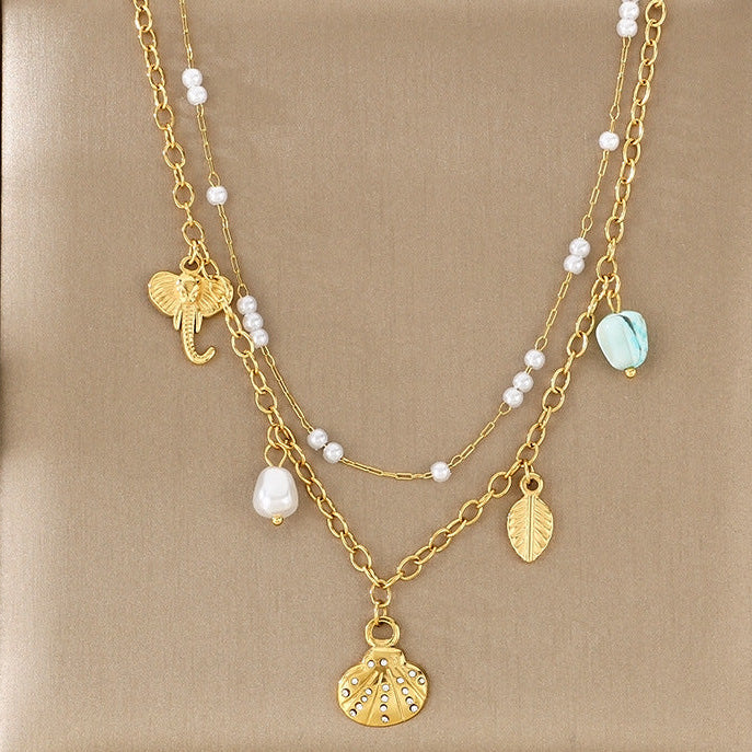 Collar Layer Dorado Charms Acero de Titanio 3B7