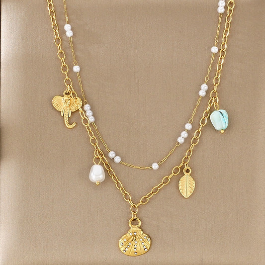 Collar Layer Dorado Charms Acero de Titanio 3B7