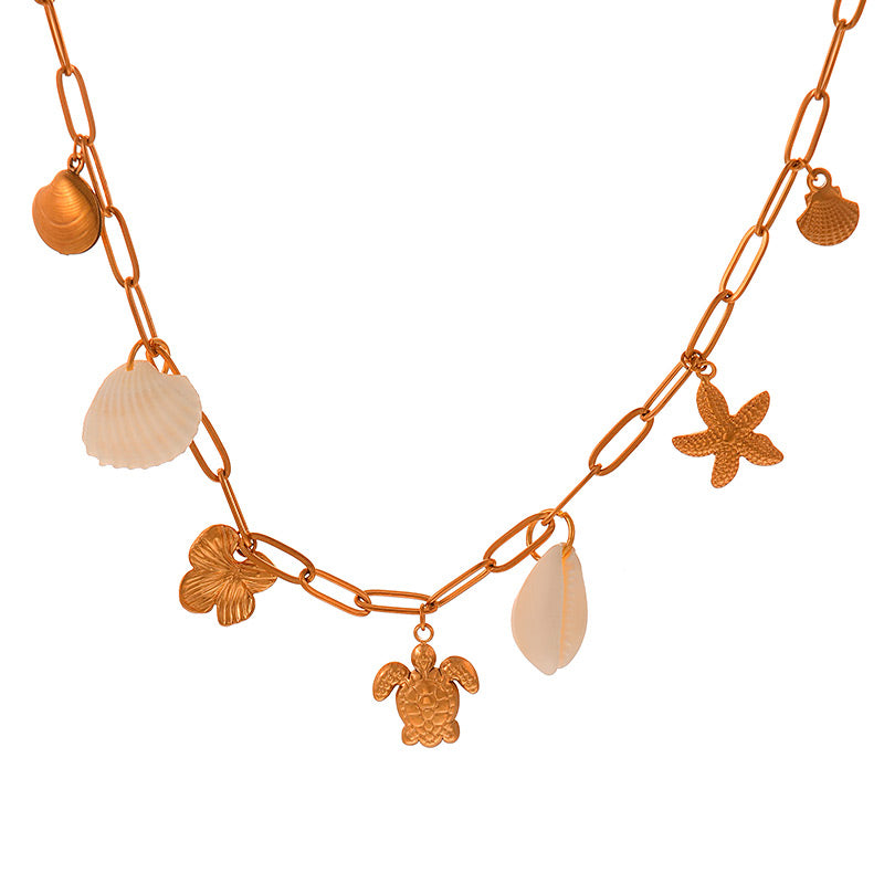 Collar Dorado Charms Tortuga Acero de Titanio  3F7