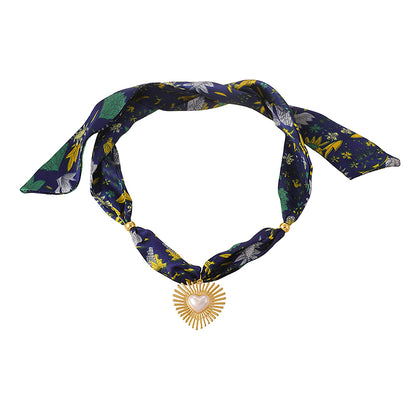Collar de Cinta Estampada Corazón Dorado Chapa de Oro 3G8