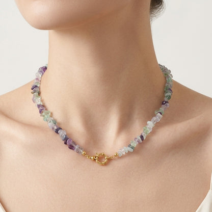 Collar Dorado Piedras Naturales Acero Inoxidable