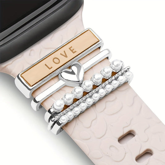 Barras Plateadas Adorno para Extensible Apple Wach   4E39