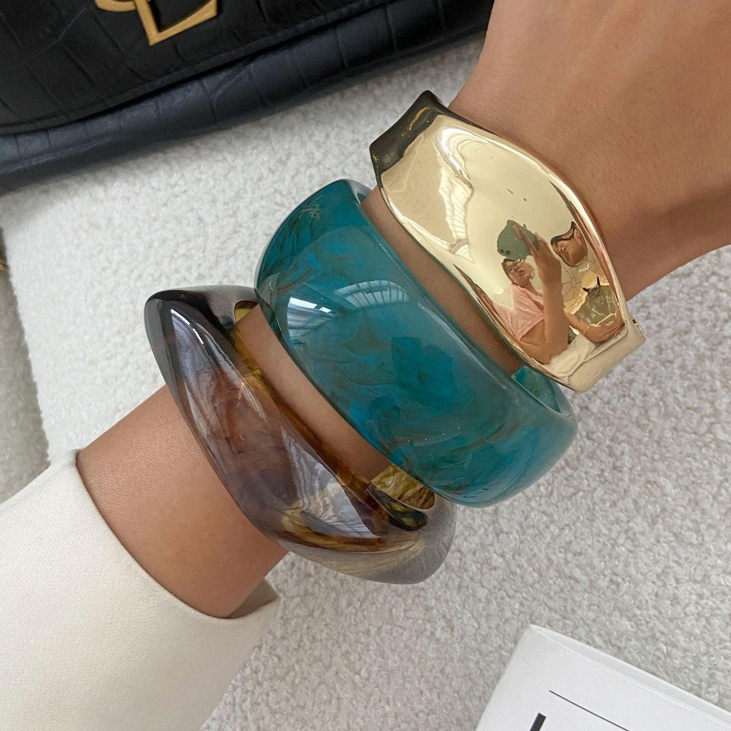 Pulsera Acrílico en Azul Lavado   4E38