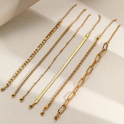 Set 6 Pulseras Cadenas Plateadas Acero Inoxidable 1S7