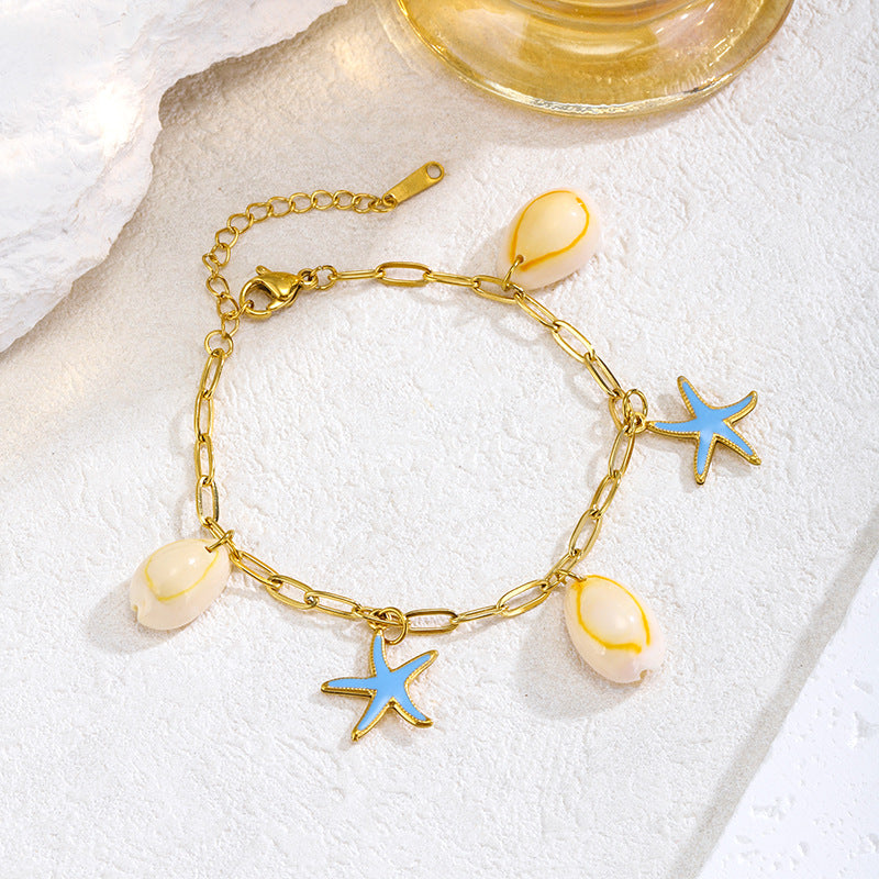 Pulsera Dorada Charms Verano  Acero Inoxidable 3j7