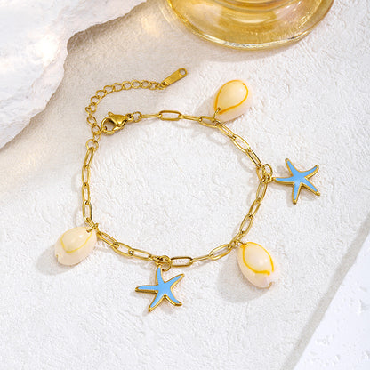 Pulsera Dorada Charms Verano  Acero Inoxidable 3j7