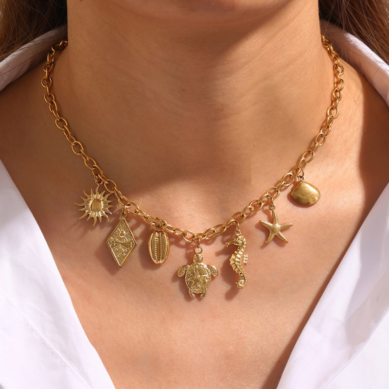 Collar Dorado Charms Verano  Acero Inoxidable R20
